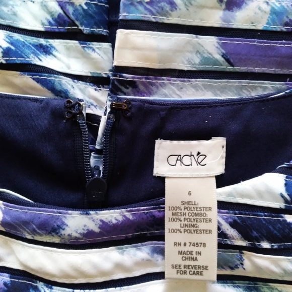 Cache Sleeveless Watercolor print Sheath Bandage dress, size 6 - Picture 6 of 7